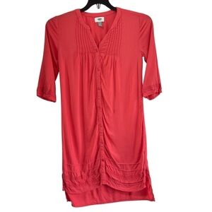 Old Navy Girls Coral Pink Pleated Button Front Dress Size XL 14 Tween